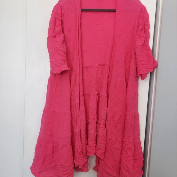 Crinkle Gauze Torrid  2X Cardigan Kimono / Swim Cover Up PINK Barbiecore - Picture 3 of 10